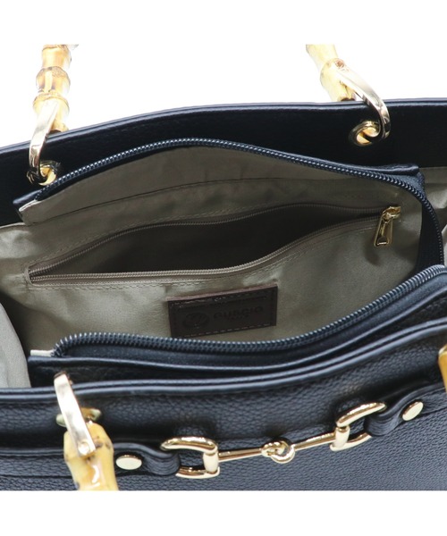 GUSCIO（グッシオ）の「【グッシオゴールド】バンブーハンドルスクエア２WAYトートバッグ　ビット金具デザイン エレガンス（トートバッグ・レディース・ブラック/ベージュ/オレンジ/グリーン・FREE）」の12枚目の写真