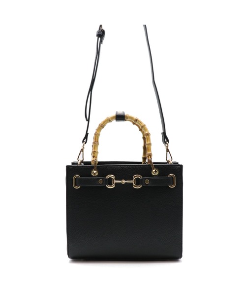 GUSCIO（グッシオ）の「【グッシオゴールド】バンブーハンドルスクエア２WAYトートバッグ　ビット金具デザイン エレガンス（トートバッグ・レディース・ブラック/ベージュ/オレンジ/グリーン・FREE）」の6枚目の写真