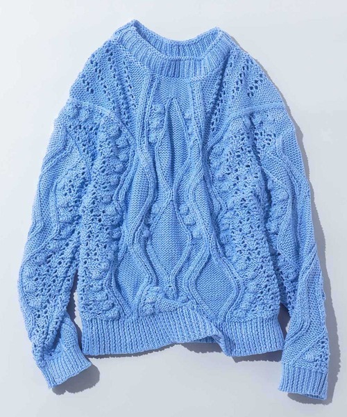 MEDE19F(メデジュウキュウ)の「MEDE19F リリヤーンニットプルオーバー(ニット/セーター・レディース・ブルー/アイボリー・MEDIUM/LARGE/X-LARGE/XX-LARGE)」の4枚目の写真