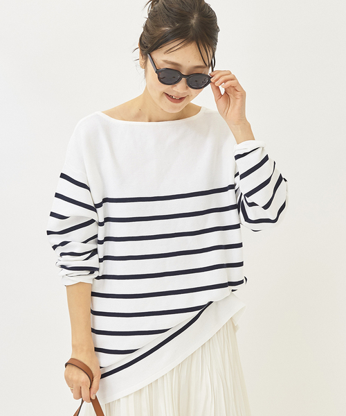 plage（プラージュ）の「コットンボーダールーズニット◆（ニット/セーター・レディース・ホワイト/ブルー系その他・FREE）」の6枚目の写真