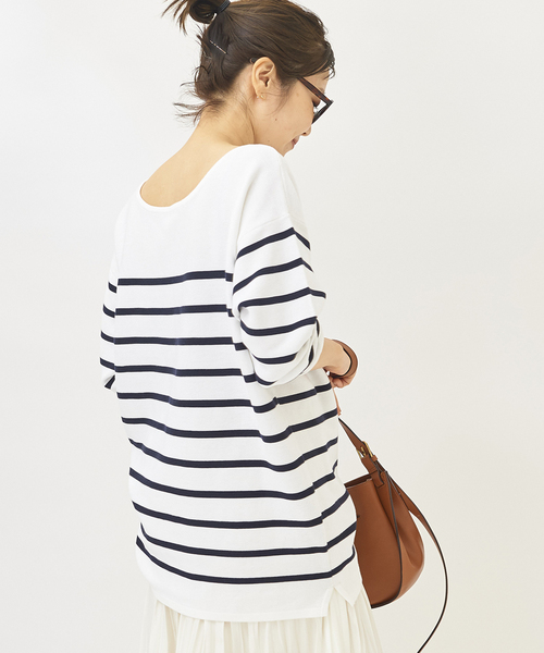 plage（プラージュ）の「コットンボーダールーズニット◆（ニット/セーター・レディース・ホワイト/ブルー系その他・FREE）」の7枚目の写真