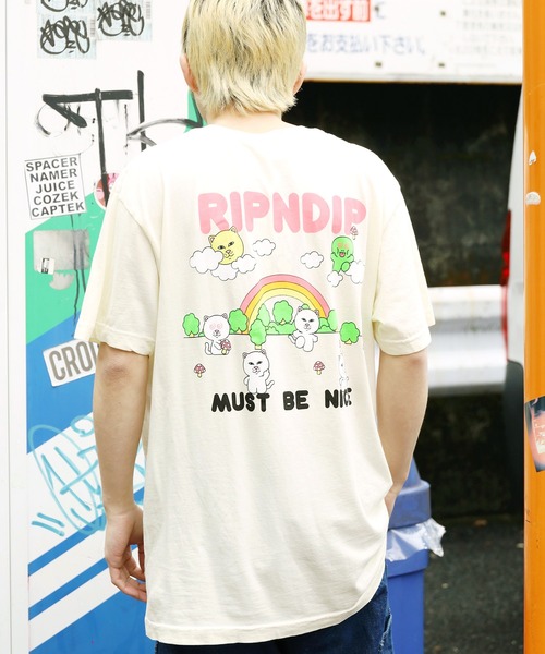 RIPNDIP（リップンディップ）の「RIPNDIP/リップンディップ BUDDY SYSTEM TEE バックプリント 半袖 ロゴTシャツ（Tシャツ/カットソー・メンズ・ナチュラル・S/M/L）」の4枚目の写真