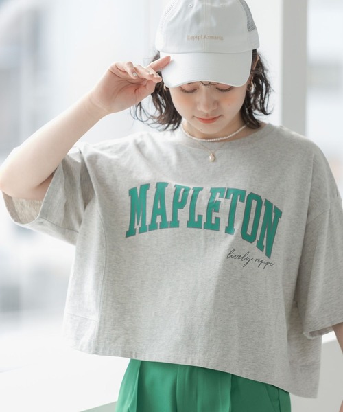 repipi armario(レピピ アルマリオ)の「カレッジロゴ切り替えTシャツ(Tシャツ/カットソー・キッズ・グリーン系その他/ホワイト/ピンク系その他/グレー系その他・MEDIUM/SMALL/LARGE)」の2枚目の写真