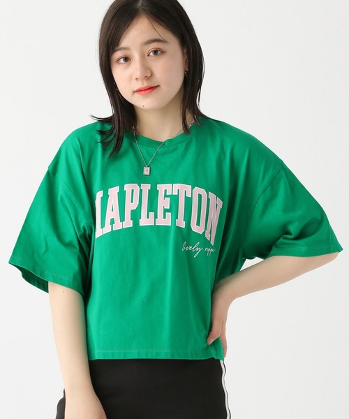 repipi armario(レピピ アルマリオ)の「カレッジロゴ切り替えTシャツ(Tシャツ/カットソー・キッズ・グリーン系その他/ホワイト/ピンク系その他/グレー系その他・MEDIUM/SMALL/LARGE)」の3枚目の写真