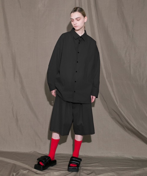 トップス my beautiful landlet NYLON SHIRT my beautiful landlet - NYLON TAFFETA BIG RAGLAN SHIRT | NAVY