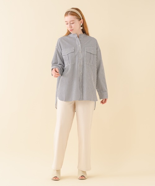 Paradise Picnic（パラダイスピクニック）の「二重織サファリシャツ（シャツ/ブラウス・レディース・ホワイト/ネイビー・FREE）」の3枚目の写真