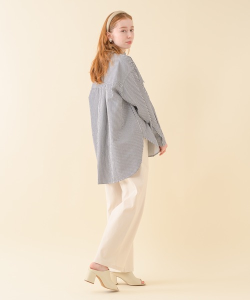 Paradise Picnic（パラダイスピクニック）の「二重織サファリシャツ（シャツ/ブラウス・レディース・ホワイト/ネイビー・FREE）」の9枚目の写真