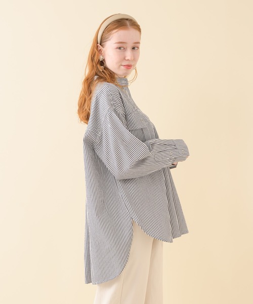 Paradise Picnic（パラダイスピクニック）の「二重織サファリシャツ（シャツ/ブラウス・レディース・ホワイト/ネイビー・FREE）」の18枚目の写真