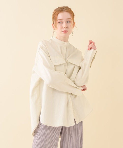 Paradise Picnic（パラダイスピクニック）の「二重織サファリシャツ（シャツ/ブラウス・レディース・ホワイト/ネイビー・FREE）」の21枚目の写真