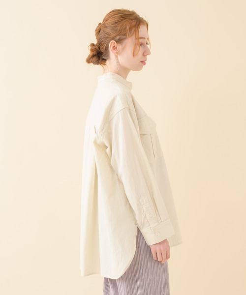 Paradise Picnic（パラダイスピクニック）の「二重織サファリシャツ（シャツ/ブラウス・レディース・ホワイト/ネイビー・FREE）」の10枚目の写真