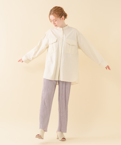 Paradise Picnic（パラダイスピクニック）の「二重織サファリシャツ（シャツ/ブラウス・レディース・ホワイト/ネイビー・FREE）」の12枚目の写真