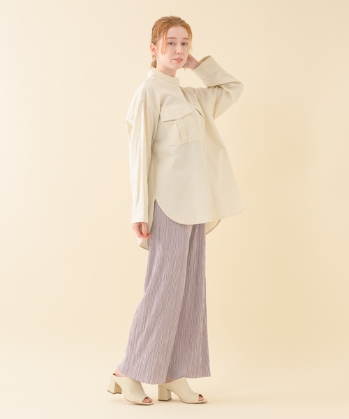 Paradise Picnic（パラダイスピクニック）の「二重織サファリシャツ（シャツ/ブラウス・レディース・ホワイト/ネイビー・FREE）」の4枚目の写真