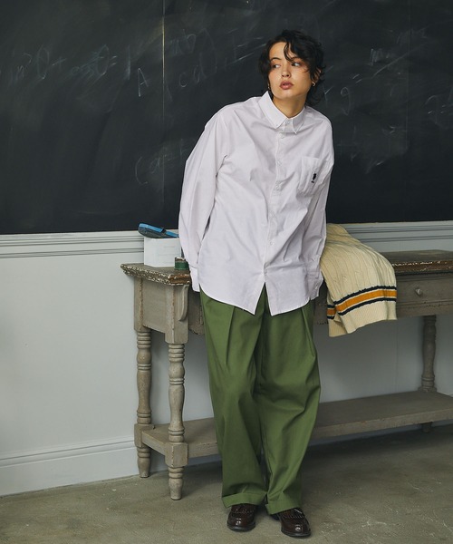 U.S. POLO ASSN.（ユーエスポロアッスン）の「U.S. POLO ASSN. / ユーエスポロアッスン 別注 ビッグシルエット ロゴ刺繍 L/S ボタンダウン オックスフォード / ブロード シャツ（シャツ/ブラウス・レディース・ブラック/グレー/ネイビー/ブルー/ブルー系その他/ストライプ/ホワイト/グリーン/ピンク/ブルー系その他2/チャコール・M/L/XL）」の14枚目の写真