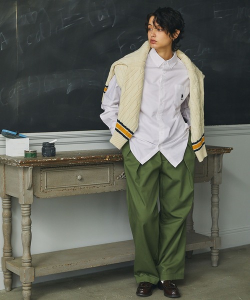 U.S. POLO ASSN.（ユーエスポロアッスン）の「U.S. POLO ASSN. / ユーエスポロアッスン 別注 ビッグシルエット ロゴ刺繍 L/S ボタンダウン オックスフォード / ブロード シャツ（シャツ/ブラウス・レディース・ブラック/グレー/ネイビー/ブルー/ブルー系その他/ストライプ/ホワイト/グリーン/ピンク/ブルー系その他2/チャコール・M/L/XL）」の13枚目の写真