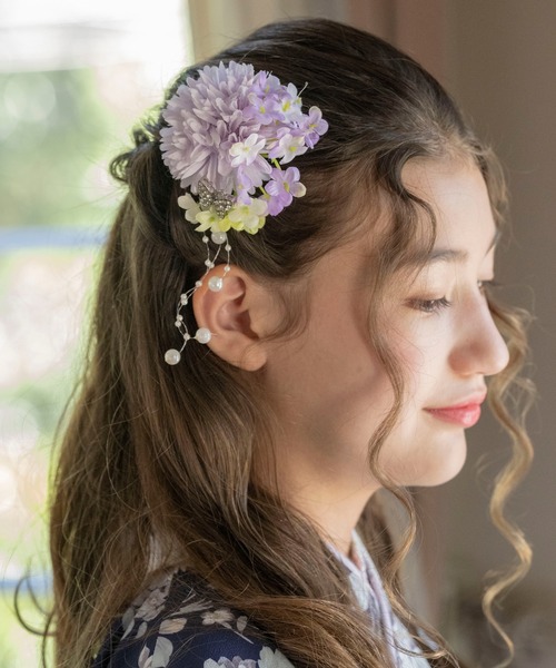 Catherine Cottage(キャサリンコテージ)の「紫陽花パール髪飾り(和装小物・レディース・ホワイト/ブルー/ライラック・FREE)」の3枚目の写真