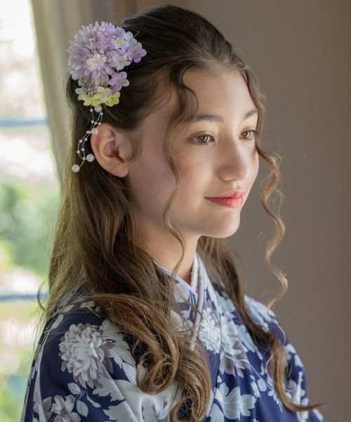Catherine Cottage(キャサリンコテージ)の「紫陽花パール髪飾り(和装小物・レディース・ホワイト/ブルー/ライラック・FREE)」の10枚目の写真