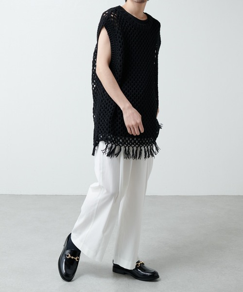 Lui's（ルイス）の「ハイツイストワイドストレートパンツ（スラックス・メンズ・ブラック/パープル/オフホワイト・SMALL/MEDIUM）」の15枚目の写真