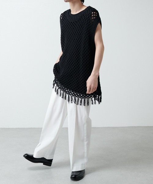 Lui's（ルイス）の「ハイツイストワイドストレートパンツ（スラックス・メンズ・ブラック/パープル/オフホワイト・SMALL/MEDIUM）」の16枚目の写真