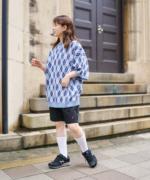 CPCM（シーピーシーエム）の「アーガイル半袖ニットポロ（ポロシャツ・メンズ・サックスブルー/グリーン/グレー・LARGE/MEDIUM）」の9枚目の写真