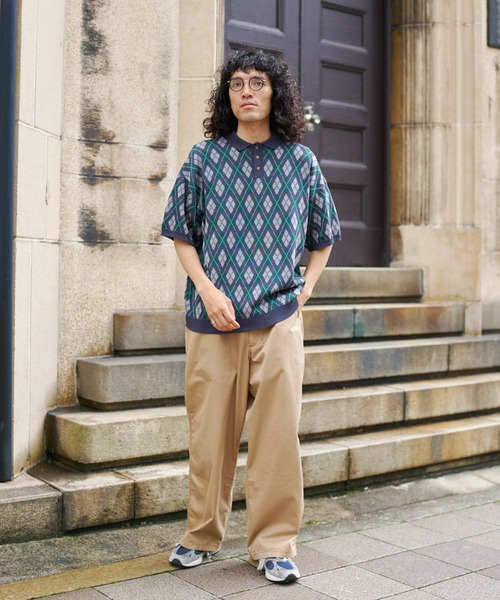 CPCM（シーピーシーエム）の「アーガイル半袖ニットポロ（ポロシャツ・メンズ・サックスブルー/グリーン/グレー・LARGE/MEDIUM）」の13枚目の写真