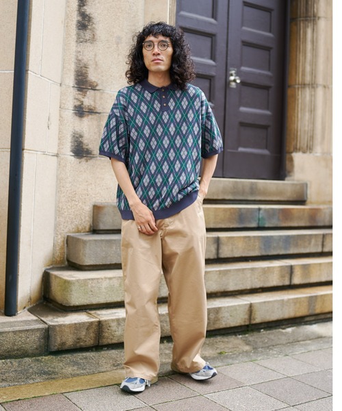 CPCM（シーピーシーエム）の「アーガイル半袖ニットポロ（ポロシャツ・メンズ・サックスブルー/グリーン/グレー・LARGE/MEDIUM）」の15枚目の写真