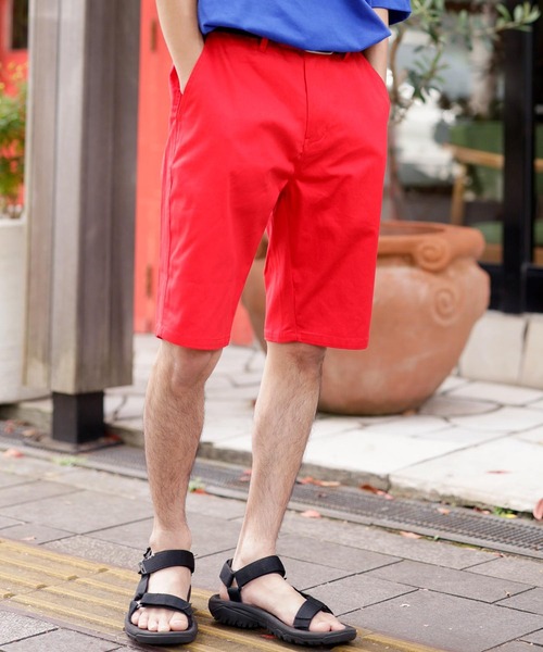 JILL BLAZE（ジルブレイズ）の「コットンツイル スマートシルエット カラーショーツ（チノパンツ・メンズ・ホワイト/チャコールグレー/ブラック/ベージュ/ネイビー/レッド/オリーブ/サックスブルー/オレンジ/キナリ/ライトピンク/マスタード/ライトイエロー/グリーン/ミント・LL/M/L）」の14枚目の写真