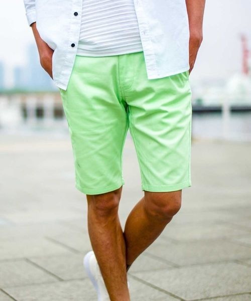 JILL BLAZE（ジルブレイズ）の「コットンツイル スマートシルエット カラーショーツ（チノパンツ・メンズ・ホワイト/チャコールグレー/ブラック/ベージュ/ネイビー/レッド/オリーブ/サックスブルー/オレンジ/キナリ/ライトピンク/マスタード/ライトイエロー/グリーン/ミント・LL/M/L）」の9枚目の写真