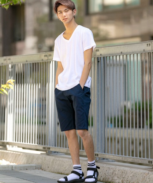 JILL BLAZE（ジルブレイズ）の「コットンツイル スマートシルエット カラーショーツ（チノパンツ・メンズ・ホワイト/チャコールグレー/ブラック/ベージュ/ネイビー/レッド/オリーブ/サックスブルー/オレンジ/キナリ/ライトピンク/マスタード/ライトイエロー/グリーン/ミント・LL/M/L）」の21枚目の写真