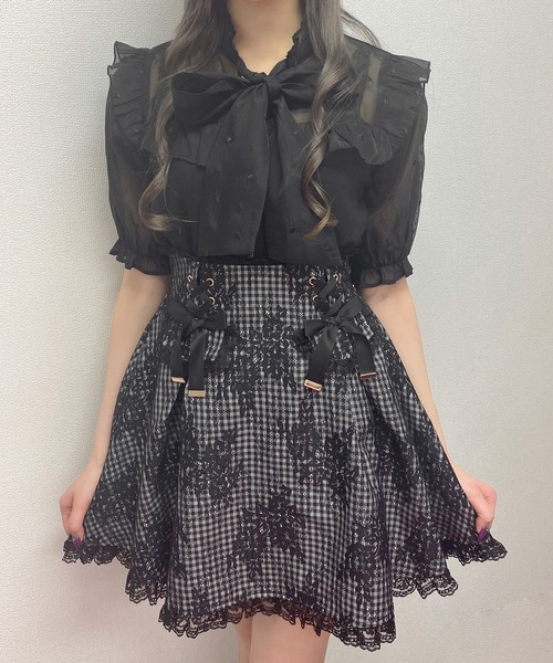 ROJITA（ロジータ）の「ハートドットシアー半袖ボウタイブラウス（シャツ/ブラウス・レディース・ホワイト/ブラック/ピンク・FREE）」の3枚目の写真