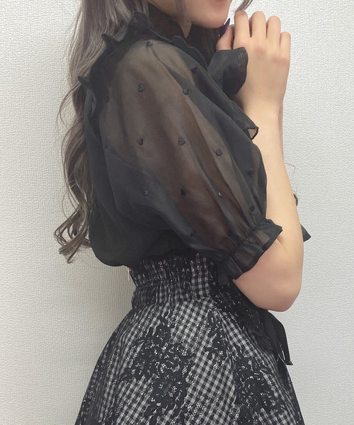 ROJITA（ロジータ）の「ハートドットシアー半袖ボウタイブラウス（シャツ/ブラウス・レディース・ホワイト/ブラック/ピンク・FREE）」の22枚目の写真