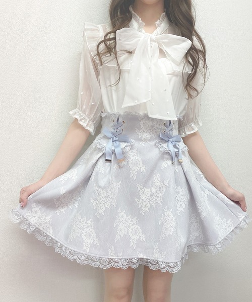 ROJITA（ロジータ）の「ハートドットシアー半袖ボウタイブラウス（シャツ/ブラウス・レディース・ホワイト/ブラック/ピンク・FREE）」の9枚目の写真