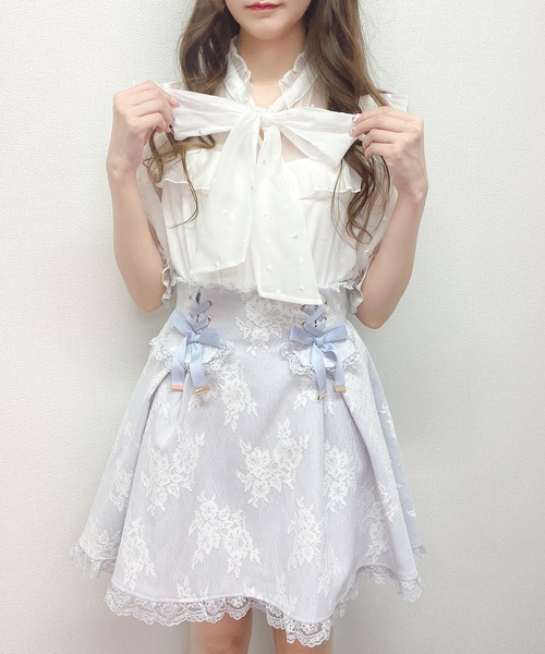 ROJITA（ロジータ）の「ハートドットシアー半袖ボウタイブラウス（シャツ/ブラウス・レディース・ホワイト/ブラック/ピンク・FREE）」の4枚目の写真