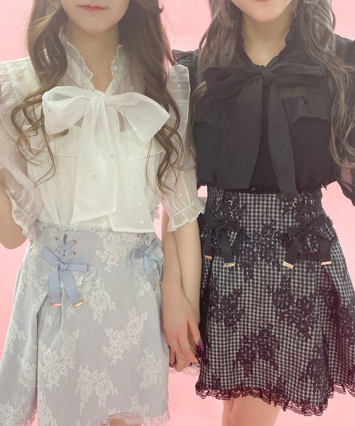 ROJITA（ロジータ）の「ハートドットシアー半袖ボウタイブラウス（シャツ/ブラウス・レディース・ホワイト/ブラック/ピンク・FREE）」の14枚目の写真