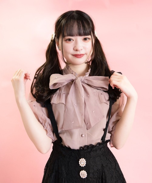 ROJITA（ロジータ）の「ハートドットシアー半袖ボウタイブラウス（シャツ/ブラウス・レディース・ホワイト/ブラック/ピンク・FREE）」の15枚目の写真