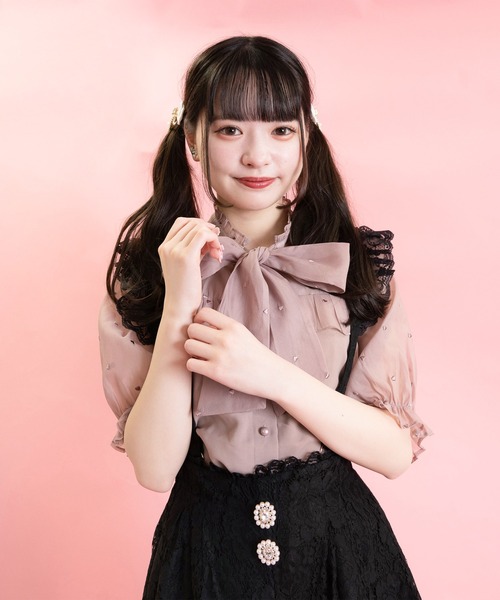 ROJITA（ロジータ）の「ハートドットシアー半袖ボウタイブラウス（シャツ/ブラウス・レディース・ホワイト/ブラック/ピンク・FREE）」の21枚目の写真