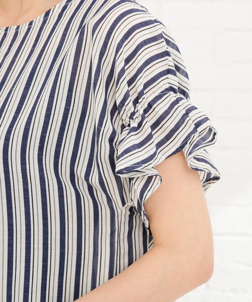 SHOO・LA・RUE（シューラルー）の「◆袖フリルVネックブラウス（シャツ/ブラウス・レディース・ダークグリーン系2/ネイビー系2/レッド系4・02/03）」の9枚目の写真