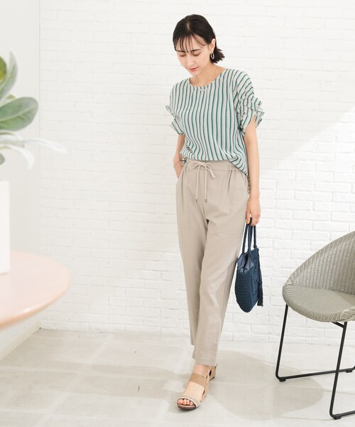 SHOO・LA・RUE（シューラルー）の「◆袖フリルVネックブラウス（シャツ/ブラウス・レディース・ダークグリーン系2/ネイビー系2/レッド系4・02/03）」の12枚目の写真