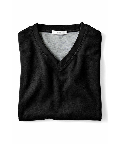 IEDIT(イディット)の「IEDIT 接触冷感・UVケア素材がうれしいやや長め丈のフレンチスリーブボンディングカットソートップス(Tシャツ/カットソー・レディース・ライトグレー/ネイビー/ブラック・MEDIUM/X-LARGE/LARGE/XX-LARGE/SMALL/XXX-LARGE)」の2枚目の写真