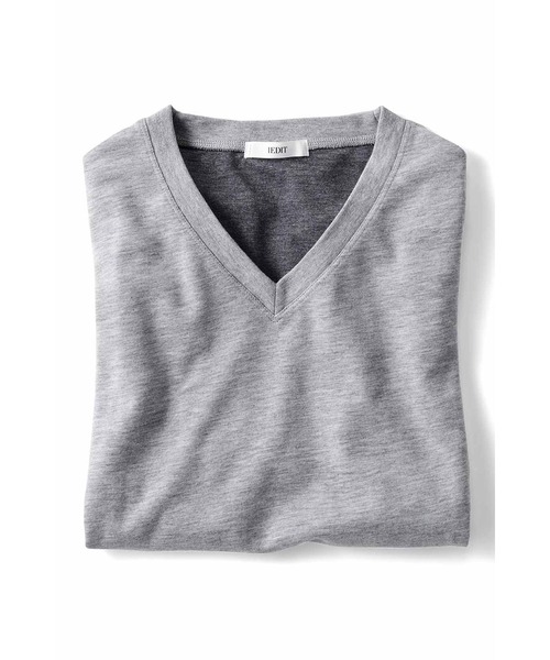 IEDIT(イディット)の「IEDIT 接触冷感・UVケア素材がうれしいやや長め丈のフレンチスリーブボンディングカットソートップス(Tシャツ/カットソー・レディース・ライトグレー/ネイビー/ブラック・MEDIUM/X-LARGE/LARGE/XX-LARGE/SMALL/XXX-LARGE)」の5枚目の写真
