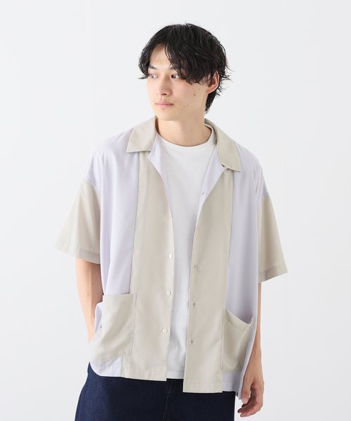 JOURNAL STANDARD(ジャーナルスタンダード)の「オープンカラー クレイジー 半袖シャツ(シャツ/ブラウス・メンズ・グレー系その他/アイボリー/シャーベット/イエロー・MEDIUM/LARGE)」の1枚目の写真