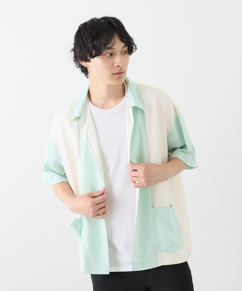 JOURNAL STANDARD(ジャーナルスタンダード)の「オープンカラー クレイジー 半袖シャツ(シャツ/ブラウス・メンズ・グレー系その他/アイボリー/シャーベット/イエロー・MEDIUM/LARGE)」の2枚目の写真