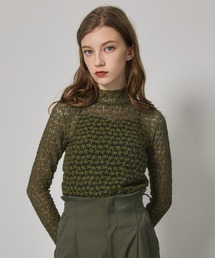 PUBLIC TOKYO | フラワーレースシアーカットソー/ウォッシャブル(Tシャツ/カットソー)