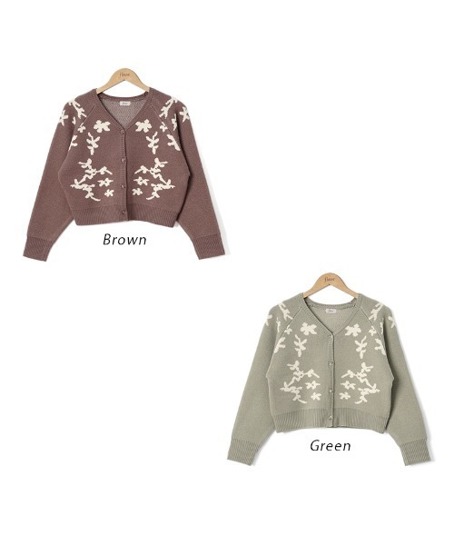 flower（フラワー）の「クラシカルフラワリーニット（カーディガン/ボレロ・レディース・ブラウン/グリーン・FREE）」の6枚目の写真