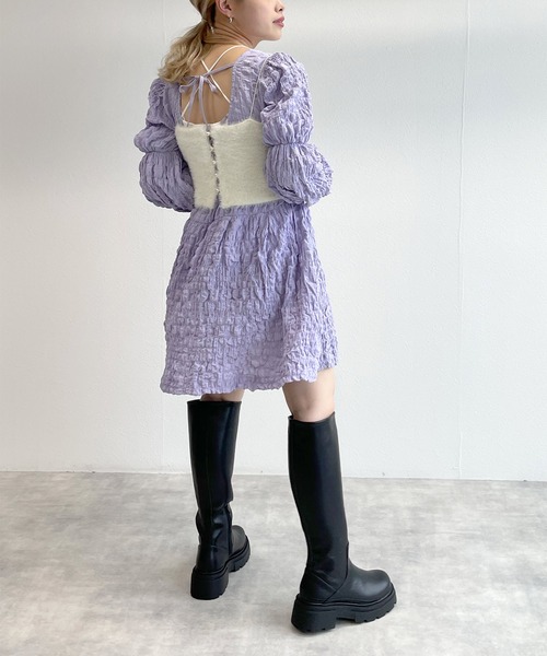 w closet(ダブルクローゼット)の「シャーリングパプスリーブチュニック(チュニック・レディース・ブラック/アイボリー/ラベンダー・FREE)」の20枚目の写真