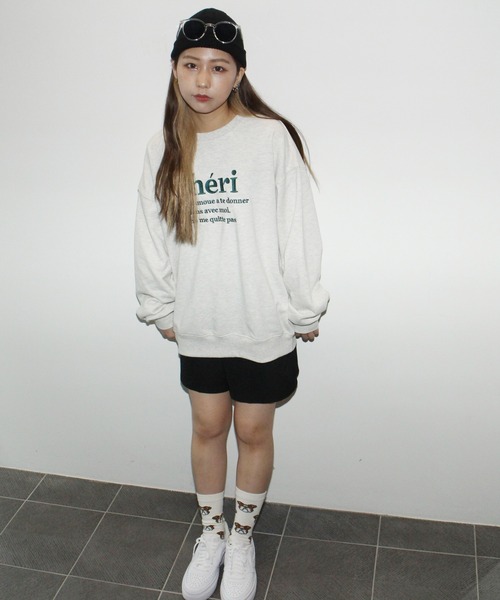 one way（ワンウェイ）の「cheri刺繍ロゴスウェット（スウェット・レディース・ライトベージュ/ブラック/ホワイト/ライトグレー・FREE）」の12枚目の写真