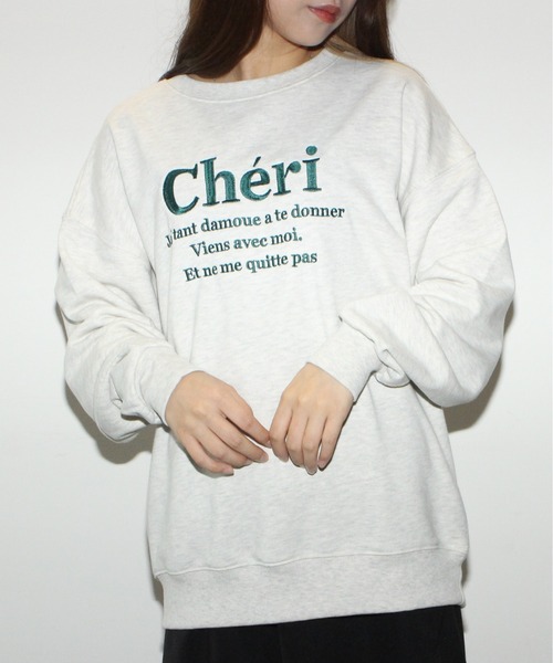 one way（ワンウェイ）の「cheri刺繍ロゴスウェット（スウェット・レディース・ライトベージュ/ブラック/ホワイト/ライトグレー・FREE）」の13枚目の写真