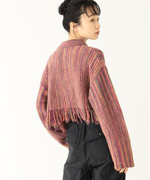 BEAMS BOY（ビームスボーイ）の「BEAMS BOY / カスリ フリンジ カーディガン（カーディガン/ボレロ・レディース・グリーン/クリーム/バイオレット・ONE SIZE）」の21枚目の写真