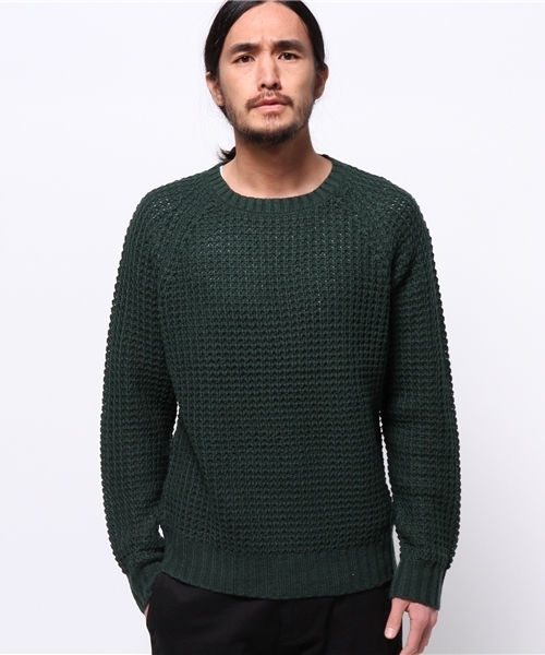 OUTLET（アウトレット）の「【WHO'S WHO gallery】GGワッフルラグランニット（ニット/セーター・メンズ・ブラック/グレー/アイボリー/ネイビー/グリーン/ブルー・MEDIUM/LARGE）」の4枚目の写真