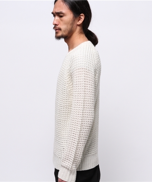OUTLET（アウトレット）の「【WHO'S WHO gallery】GGワッフルラグランニット（ニット/セーター・メンズ・ブラック/グレー/アイボリー/ネイビー/グリーン/ブルー・MEDIUM/LARGE）」の8枚目の写真