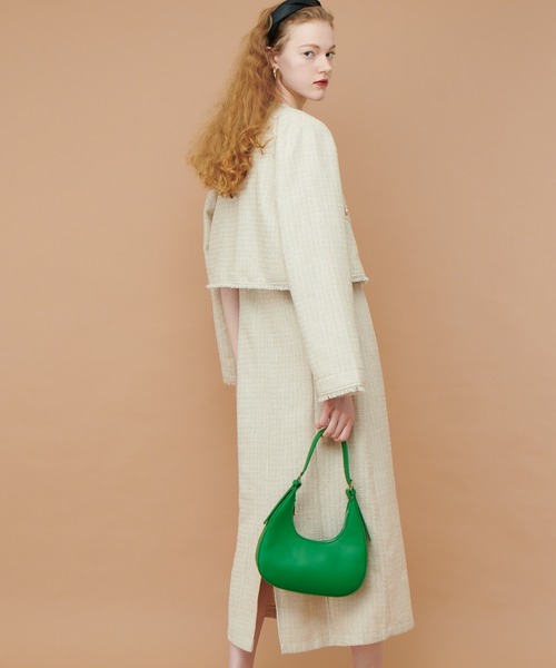 natural couture(ナチュラルクチュール)の「2022AWアイテム/丸みのあるシルエットがかわいい ワンハンドルハーフラウンドバッグ(ショルダーバッグ・レディース・ベージュ/ピンク/ブラック/グリーン・FREE)」の8枚目の写真